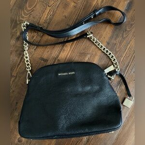 Michael Kors Black Crossbody Bag with Gold Accents